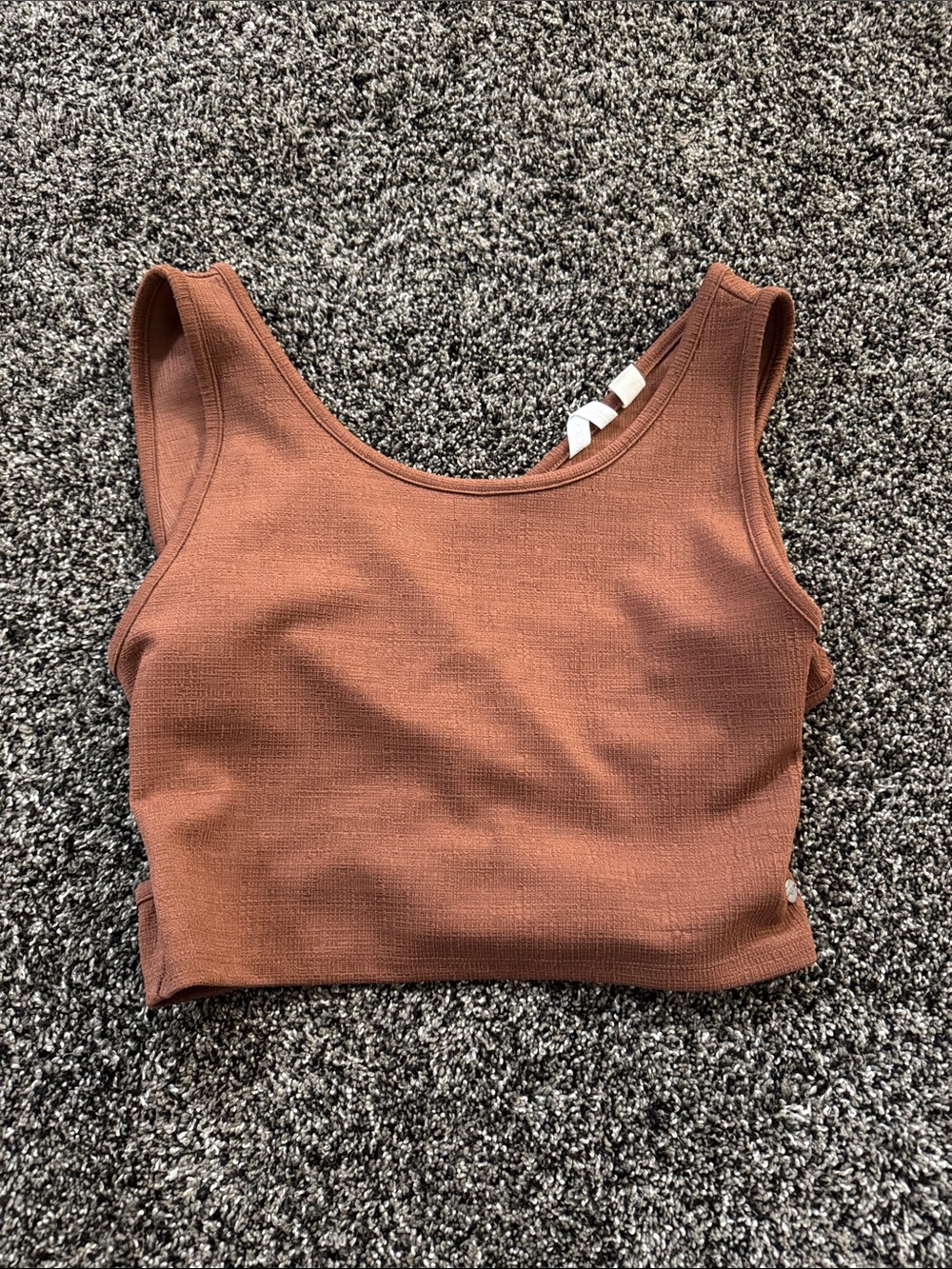 Roxy Ribbed Crop Tank Top in Rust Brown